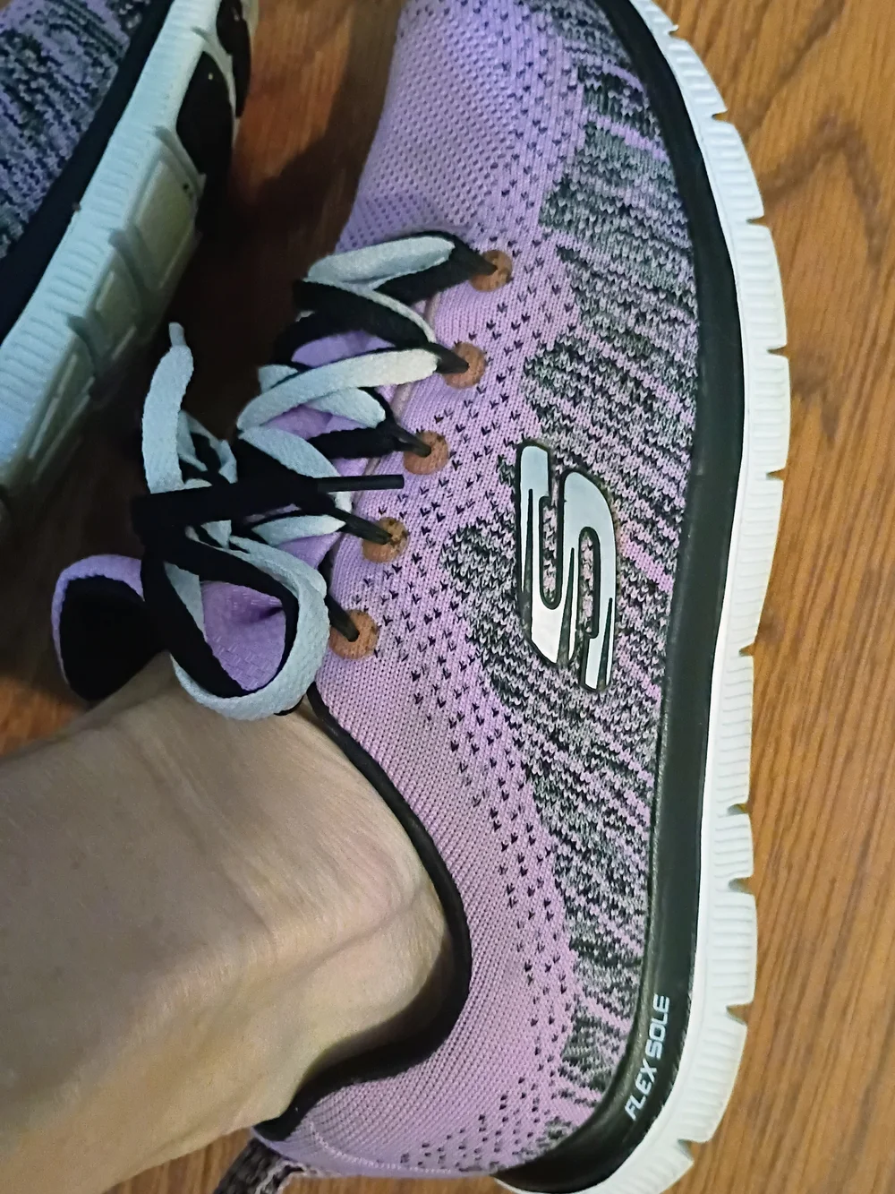 Skechers Lavender Knit Lace-Up Sneakers